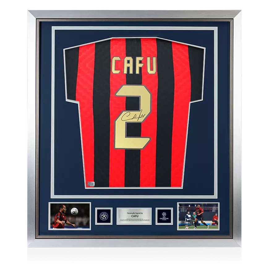 Cafu Official UEFA Champions League Back Signed and Framed AC Mi